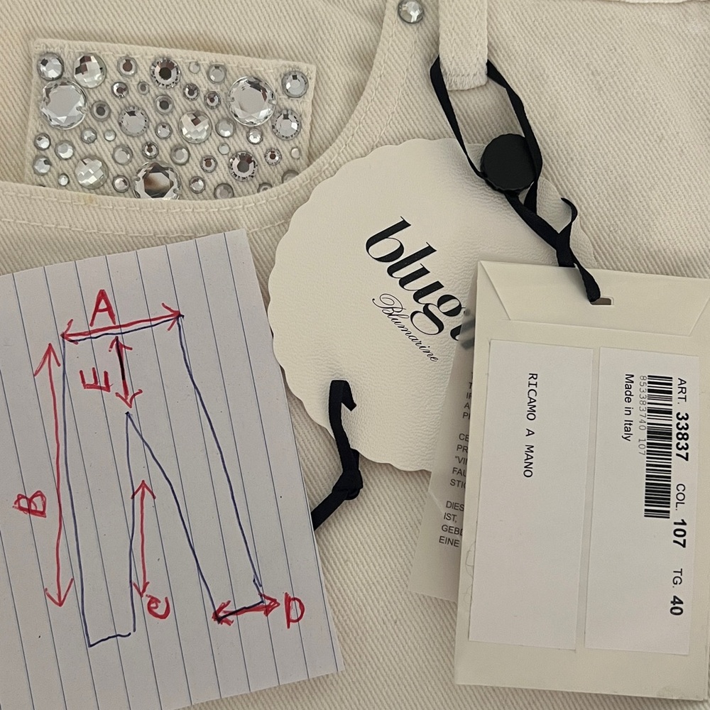 NWT Blumarine White Swarovski Crystal Jeans Made Italy Size 40 - Picture 11 of 12
